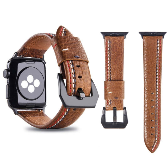 For Apple Watch Series 3 & 2 & 1 38mm Tiga Line Pattern PU Leather Wrist Watch Band (Brown) - Watch Bands by PMC Jewellery | Online Shopping South Africa | PMC Jewellery | Buy Now Pay Later Mobicred