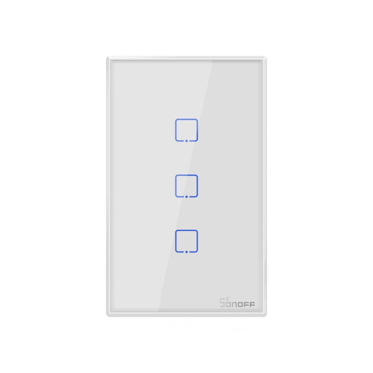 Sonoff T2 Touch 120mm Tempered Glass Panel Wall Switch Smart Home Light Touch Switch, Compatible with Alexa and Google Home, AC 100V-240V, US Plug - Smart Switch by PMC TechLife | Online Shopping South Africa | PMC TechLife