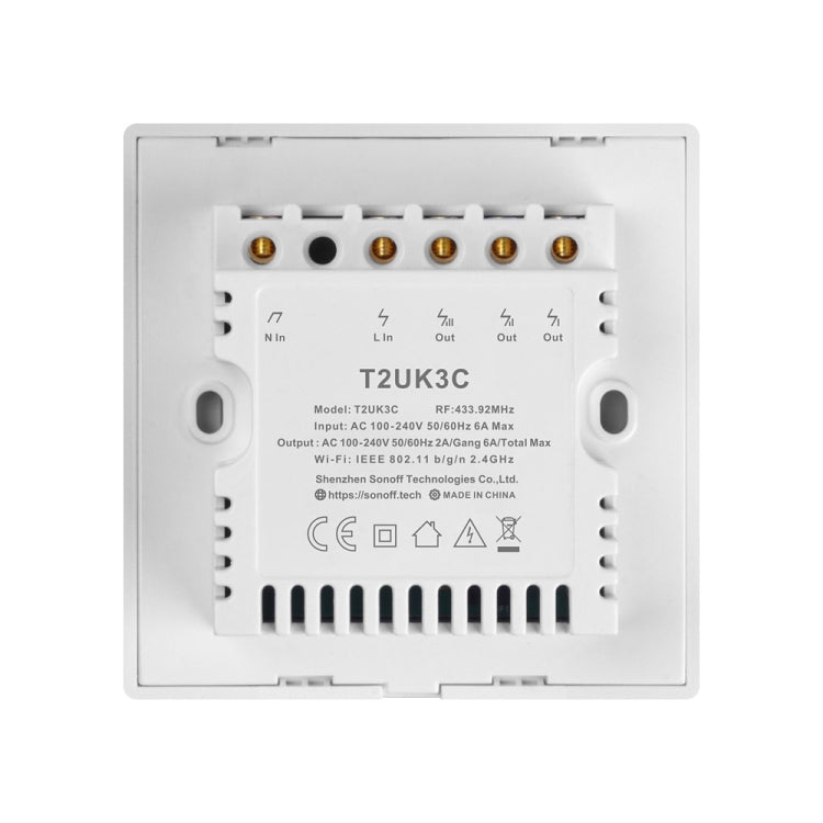 Sonoff T2 Touch 86mm Tempered Glass Panel Wall Switch Smart Home Light Touch Switch, Compatible with Alexa and Google Home, AC 100V-240V, UK Plug - Smart Switch by PMC TechLife | Online Shopping South Africa | PMC TechLife