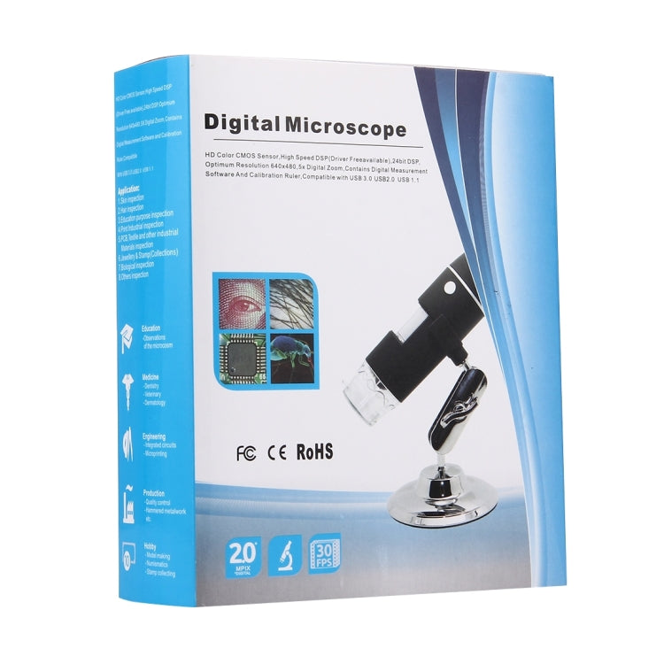 1000X Magnifier 0.3MP Image Sensor USB Digital Microscope with 8 LED & Professional Stand(Black) - Digital Microscope by PMC TechLife | Online Shopping South Africa | PMC TechLife | Buy Now Pay Later Mobicred