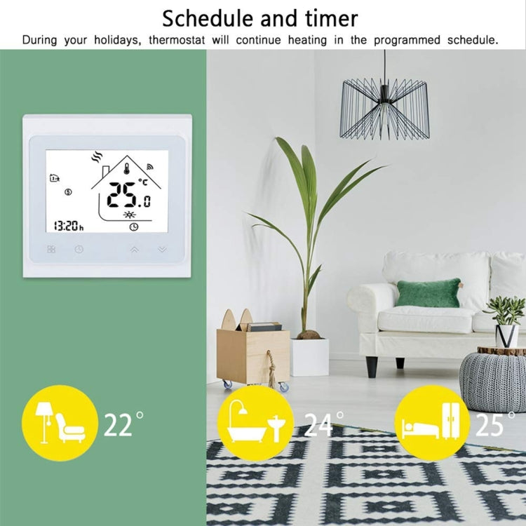 BHT-002GALW 3A Load Water Heating Type LCD Digital Heating Room Thermostat with Time Display, WiFi Control(White) - Indoor Thermometer by PMC TechLife | Online Shopping South Africa | PMC TechLife