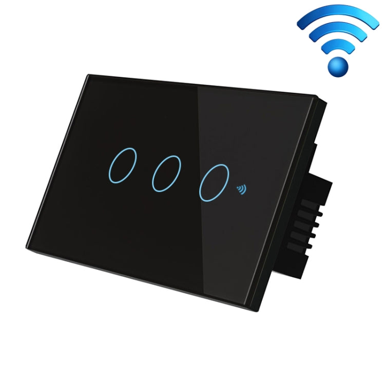 TC120 Wifi Smart Light Switch Glass Screen Touch Panel Voice Control Wireless Wall Switch Work with Alexa Echo / Google Home (Black) - Smart Switch by PMC TechLife | Online Shopping South Africa | PMC TechLife