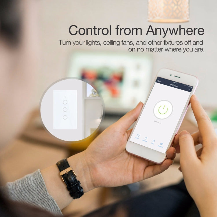 TC120 Wifi Smart Light Switch Glass Screen Touch Panel Voice Control Wireless Wall Switch Work with Alexa Echo / Google Home (Black) - Smart Switch by PMC TechLife | Online Shopping South Africa | PMC TechLife