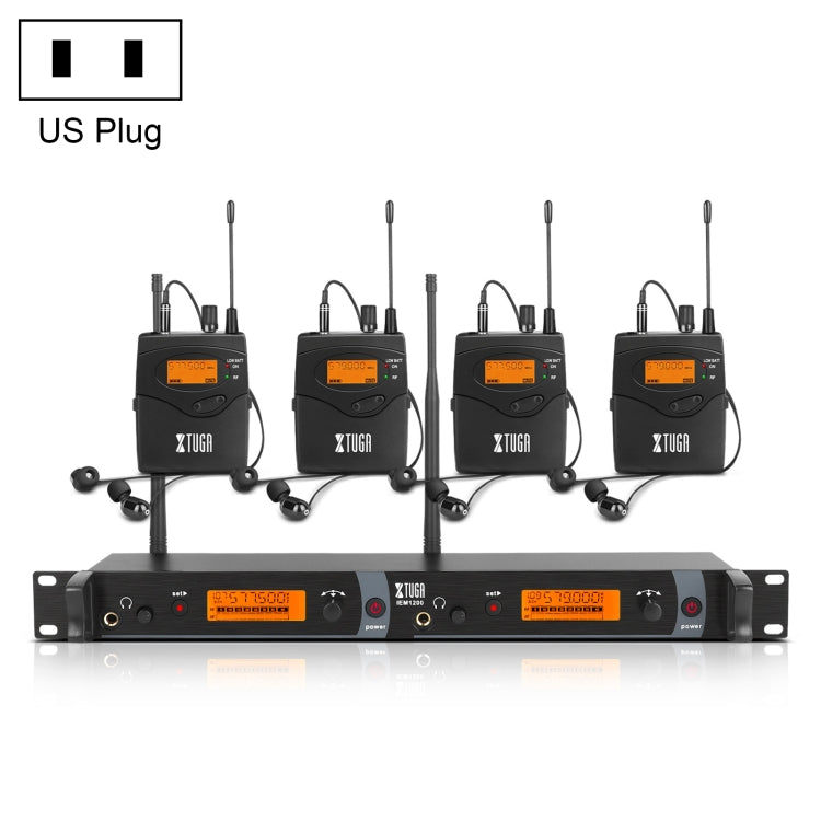 XTUGA IEM1200 Wireless Transmitter 4 Bodypack Stage Singer In-Ear Monitor System(US Plug) - Microphone by XTUGA | Online Shopping South Africa | PMC TechLife