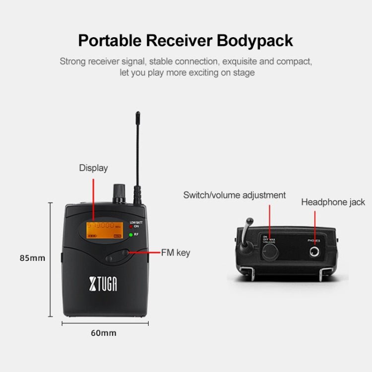 XTUGA IEM1200 Wireless Transmitter 8 Bodypack Stage Singer In-Ear Monitor System(EU Plug) - Microphone by XTUGA | Online Shopping South Africa | PMC TechLife