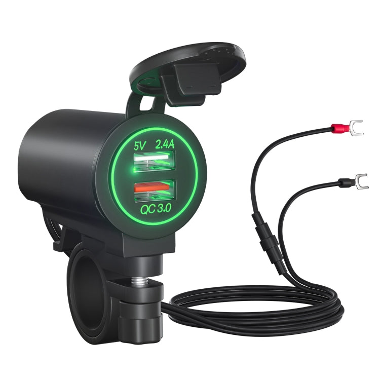 ZH-723F3 Car / Motorcycle QC3.0 Cell Phone Fast Charging Dual USB Car Charger(Green Light) - free shipping - PMC TechLife - Order now!