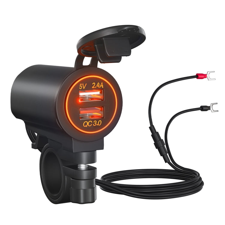 ZH-723F4 Car / Motorcycle QC3.0 Cell Phone Fast Charging Dual USB Car Charger(Orange Light) - DIY Modified Charger by PMC Jewellery | Online Shopping South Africa | PMC Jewellery