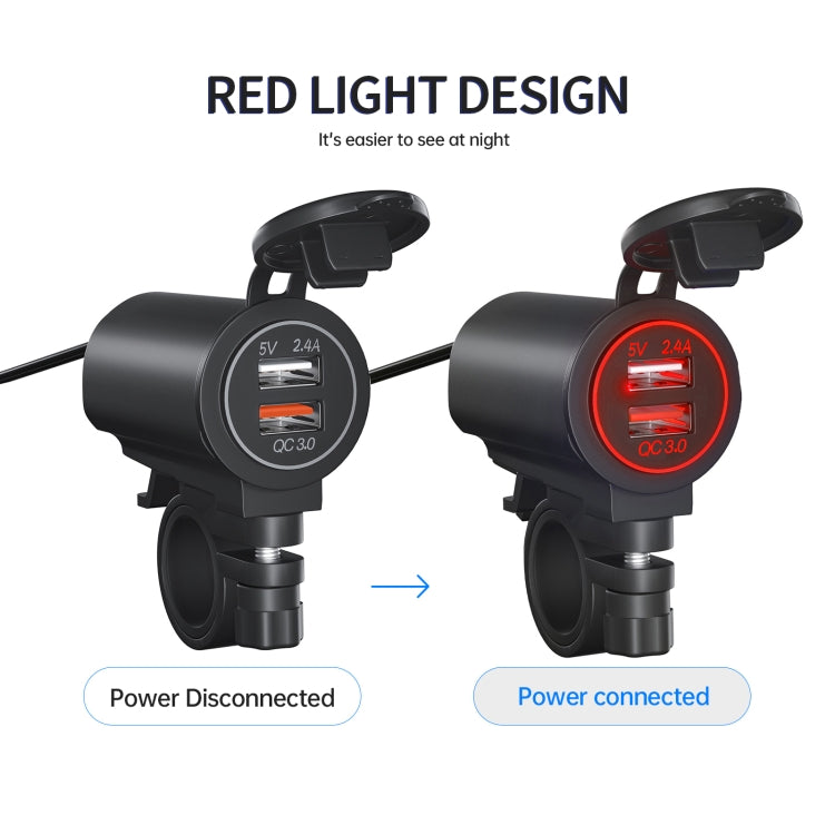ZH-723F2 Car / Motorcycle QC3.0 Cell Phone Fast Charging Dual USB Car Charger(Red Light) - DIY Modified Charger by PMC TechLife | Online Shopping South Africa | PMC TechLife