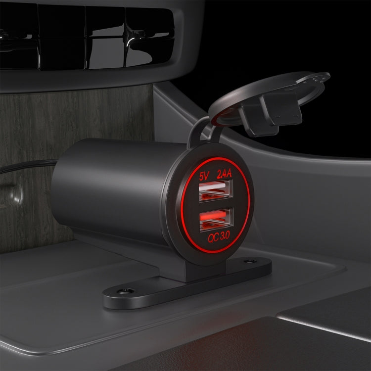 ZH-723F2 Car / Motorcycle QC3.0 Cell Phone Fast Charging Dual USB Car Charger(Red Light) - DIY Modified Charger by PMC TechLife | Online Shopping South Africa | PMC TechLife