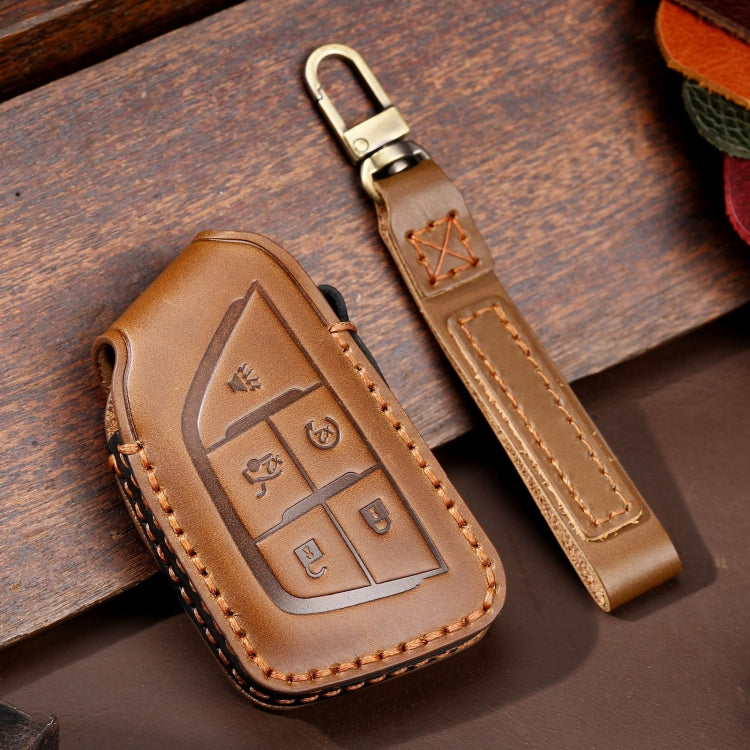 For Cadillac / CT5 / CT6 / XT6 C088 Car Key Leather Protective Case (Brown) - Car Key Cases by PMC TechLife | Online Shopping South Africa | PMC TechLife
