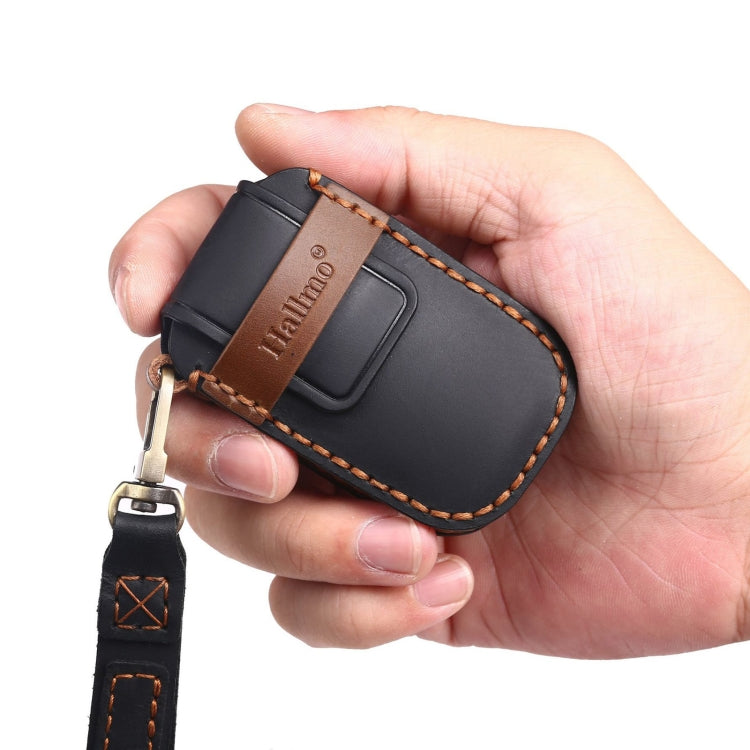 For Kia C133 4-button Hallmo Car Cowhide Leather Key Protective Cover Key Case(Brown) - Car Key Cases by Hallmo | Online Shopping South Africa | PMC TechLife | Buy Now Pay Later Mobicred