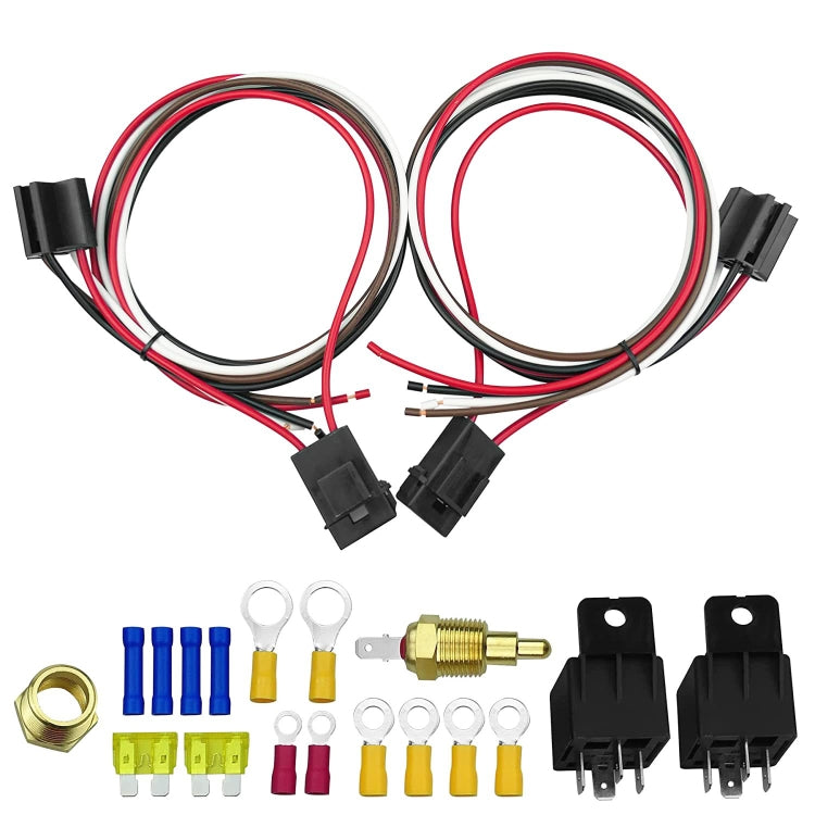 Car 12V 40A 175-185 Degree Thermostat Dual Electric Cooling Fan Wiring Relay Sensor Kit - DIY Cables by PMC Jewellery | Online Shopping South Africa | PMC Jewellery