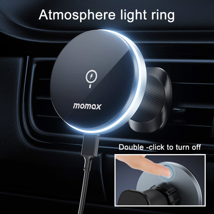 MOMAX CM25A Magnetic Wireless Charger Car Air Outlet Phone Holder - Wireless Charger Holders by MOMAX | Online Shopping South Africa | PMC Jewellery | Buy Now Pay Later Mobicred