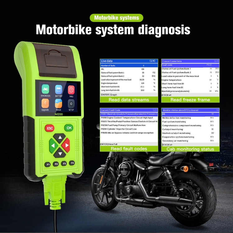 JDiag M200 8V-30V OBD Motorcycles Diagnostic Instrument with Data Printing, Full Version - Code Readers & Scan Tools by PMC TechLife | Online Shopping South Africa | PMC TechLife