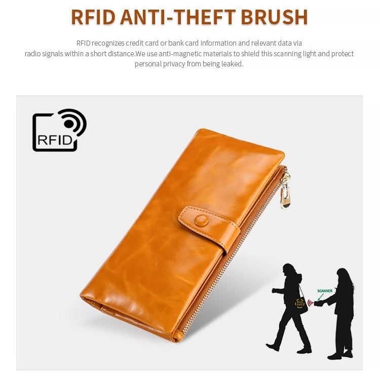 TP-189 Oilskin Leather Multi-functional Zipper RFID Leather Wallet(Rose Red) - Antimagnetic RFID Package by PMC TechLife | Online Shopping South Africa | PMC TechLife | Buy Now Pay Later Mobicred