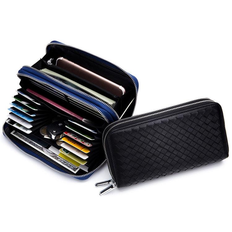 Sheepskin Weave Double Zipper Large Capacity Multiple-Card RFID Anti-Theft Wallet Bag (Black) - Antimagnetic RFID Package by PMC TechLife | Online Shopping South Africa | PMC TechLife | Buy Now Pay Later Mobicred