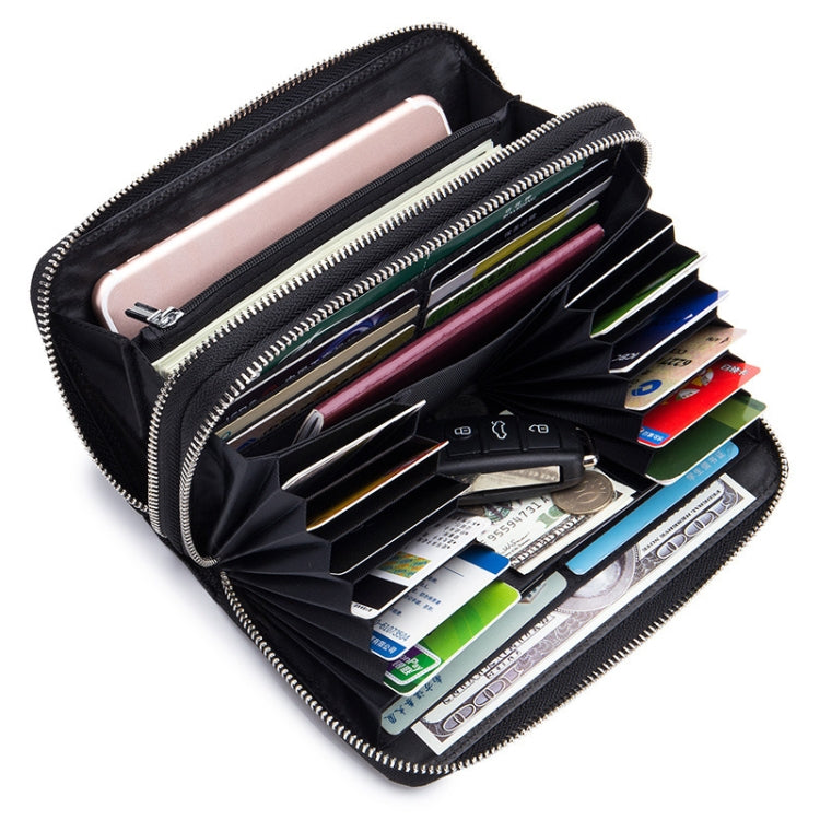 Sheepskin Weave Double Zipper Large Capacity Multiple-Card RFID Anti-Theft Wallet Bag (Black) - Antimagnetic RFID Package by PMC TechLife | Online Shopping South Africa | PMC TechLife | Buy Now Pay Later Mobicred