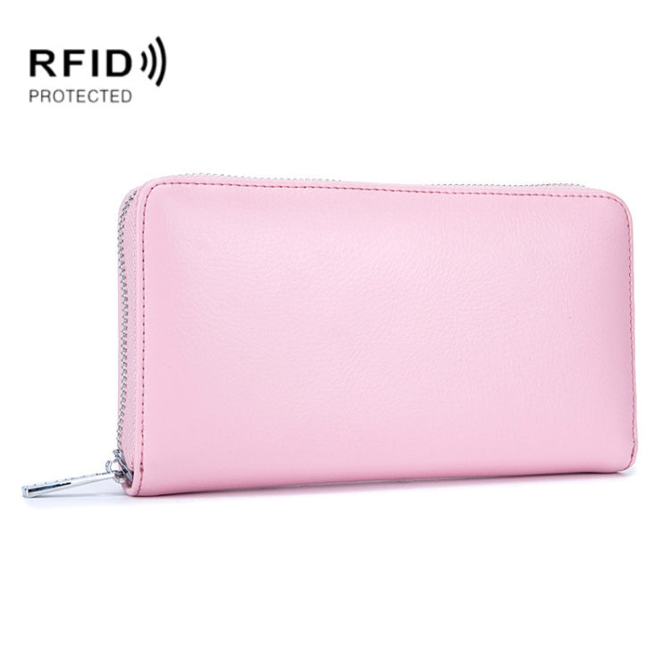 Two-Layer Cowhide Leather Organ Card Holder Multiple-Card RFID Anti-Theft Wallet Bag(Pink) - free shipping - PMC TechLife - Order now!