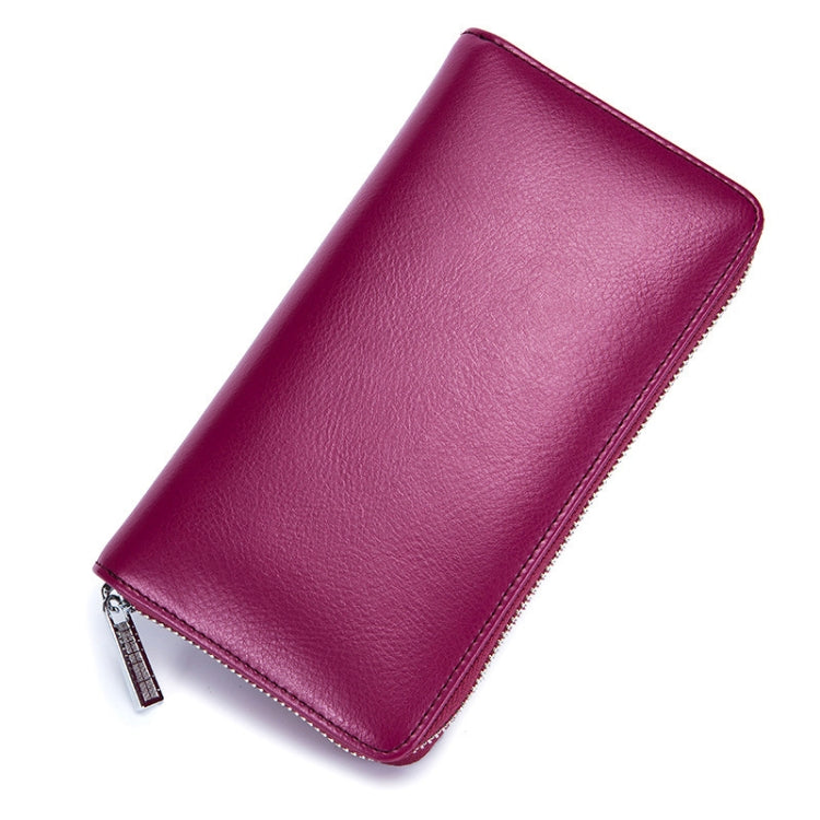 Two-Layer Cowhide Leather Organ Card Holder Multiple-Card RFID Anti-Theft Wallet Bag(Red Purple) - free shipping - PMC TechLife - Order now!