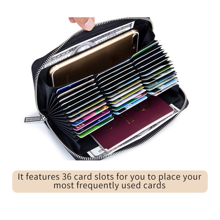 Two-Layer Cowhide Leather Organ Card Holder Multiple-Card RFID Anti-Theft Wallet Bag(Wine Red) - free shipping - PMC TechLife - Order now!