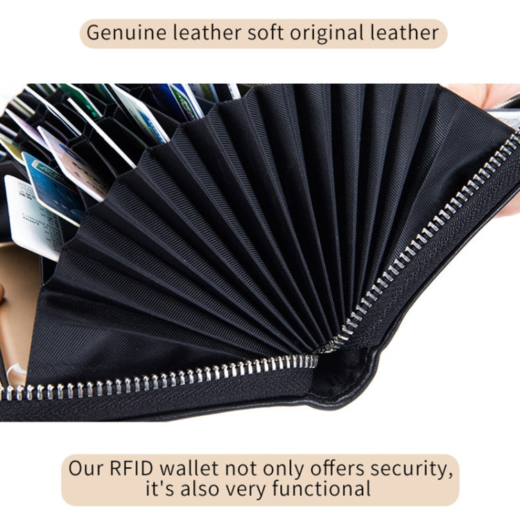 Two-Layer Cowhide Leather Organ Card Holder Multiple-Card RFID Anti-Theft Wallet Bag(Pink) - free shipping - PMC TechLife - Order now!