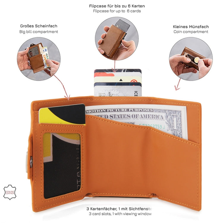 CH0727-1 RFID Carbon Fiber Zipper Multifunctional Card Package(Brown) - Antimagnetic RFID Package by PMC TechLife | Online Shopping South Africa | PMC TechLife | Buy Now Pay Later Mobicred