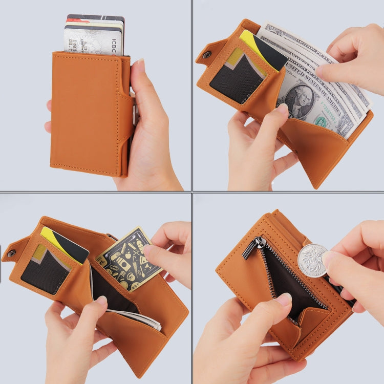 CH0727-1 RFID Carbon Fiber Zipper Multifunctional Card Package(Brown) - Antimagnetic RFID Package by PMC TechLife | Online Shopping South Africa | PMC TechLife | Buy Now Pay Later Mobicred