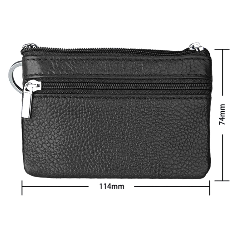 Cowhide Leather Zipper Solid Color Horizontal Card Holder Wallet RFID Blocking Coin Purse Card Bag Protect Case, Size: 11.4*7.4cm(Coffee) - free shipping - PMC TechLife - Order now!