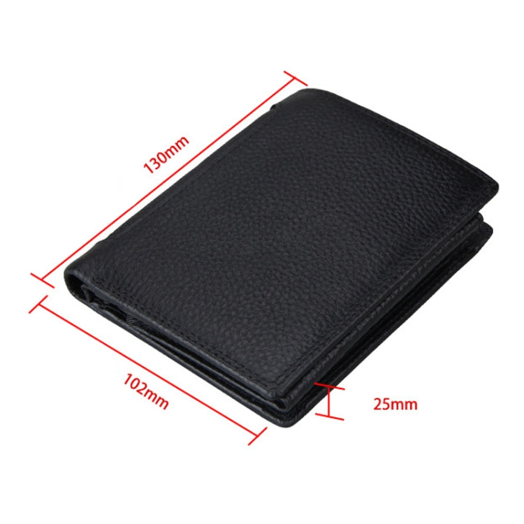 Genuine Cowhide Leather 3-folding Card Holder Wallet RFID Blocking Card Bag Protect Case for Men, Size: 13*10.2*2.5cm - Antimagnetic RFID Package by PMC TechLife | Online Shopping South Africa | PMC TechLife | Buy Now Pay Later Mobicred