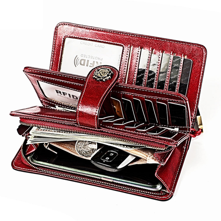 3556 Large Capacity Long Multi-function Anti-magnetic RFID Wallet Clutch for Ladies with Card Slots (Red) - free shipping - PMC TechLife - Order now!