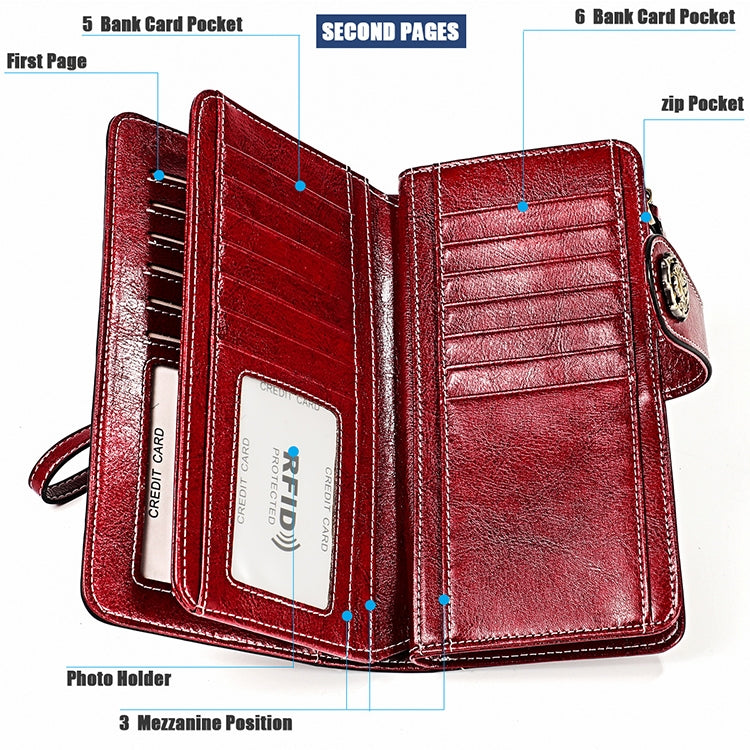 3556 Large Capacity Long Multi-function Anti-magnetic RFID Wallet Clutch for Ladies with Card Slots (Red) - free shipping - PMC TechLife - Order now!