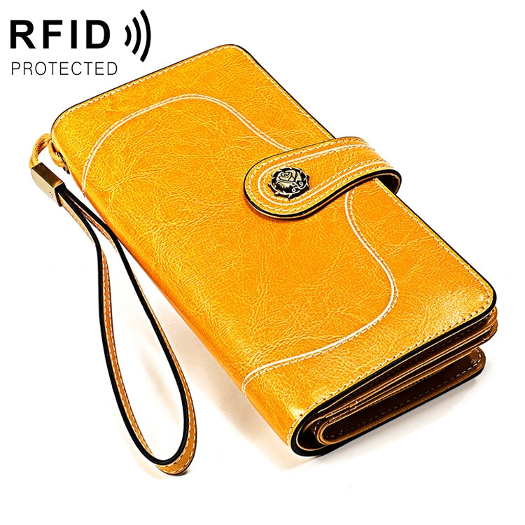 3555 Large Capacity Long Multi-function Anti-magnetic RFID Wallet Clutch for Ladies with Card Slots (Yellow) - Antimagnetic RFID Package by PMC TechLife | Online Shopping South Africa | PMC TechLife | Buy Now Pay Later Mobicred