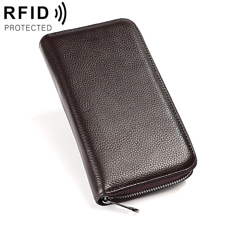 KB196 Top-grain Leather Large Capacity Multi-function 36-Bit Anti-magnetic RFID Organ Card Package Wallet(Coffee) - Antimagnetic RFID Package by PMC TechLife | Online Shopping South Africa | PMC TechLife | Buy Now Pay Later Mobicred