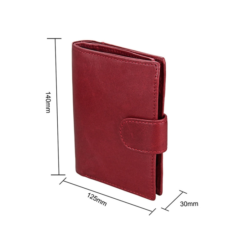 Antimagnet RFID Genuine Leather Wallet / Passport Package / Cowhide Card Slot for man(Red) - free shipping - PMC TechLife - Order now!