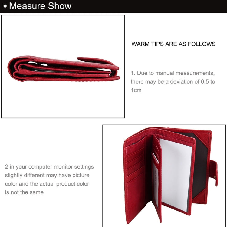 Antimagnet RFID Genuine Leather Wallet / Passport Package / Cowhide Card Slot for man(Red) - free shipping - PMC TechLife - Order now!