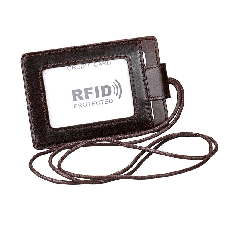 KB153 Antimagnetic RFID Leather Card Holder ID Card Badge with Lanyard(Coffee) - Antimagnetic RFID Package by PMC TechLife | Online Shopping South Africa | PMC TechLife | Buy Now Pay Later Mobicred