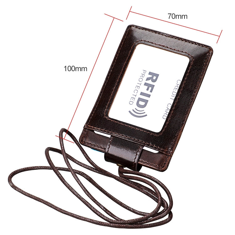 KB153 Antimagnetic RFID Leather Card Holder ID Card Badge with Lanyard(Coffee) - Antimagnetic RFID Package by PMC TechLife | Online Shopping South Africa | PMC TechLife | Buy Now Pay Later Mobicred