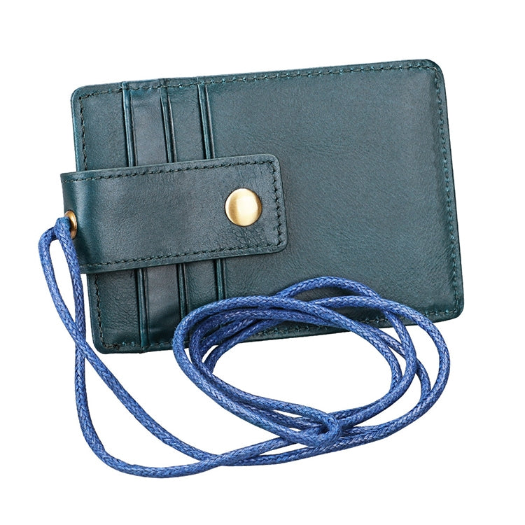 KB153 Antimagnetic RFID Leather Card Holder ID Card Badge with Lanyard(Blue) - free shipping - PMC TechLife - Order now!