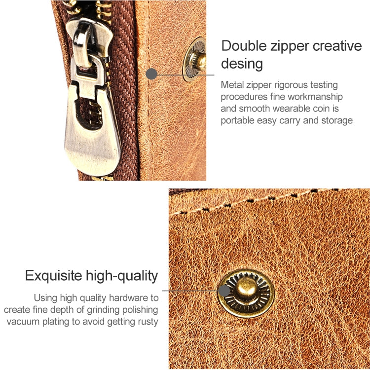3533 Antimagnetic RFID Top-grain Leather Crazy Horse Texture Men Business Leisure Wallet (Coffee) - Antimagnetic RFID Package by PMC TechLife | Online Shopping South Africa | PMC TechLife | Buy Now Pay Later Mobicred