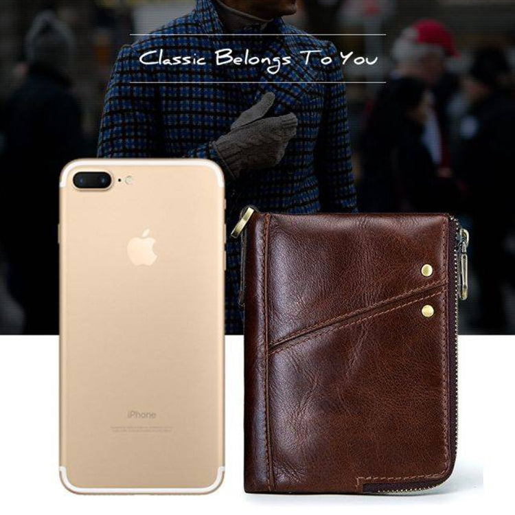 3533 Antimagnetic RFID Top-grain Leather Crazy Horse Texture Men Business Leisure Wallet (Red) - Antimagnetic RFID Package by PMC TechLife | Online Shopping South Africa | PMC TechLife | Buy Now Pay Later Mobicred
