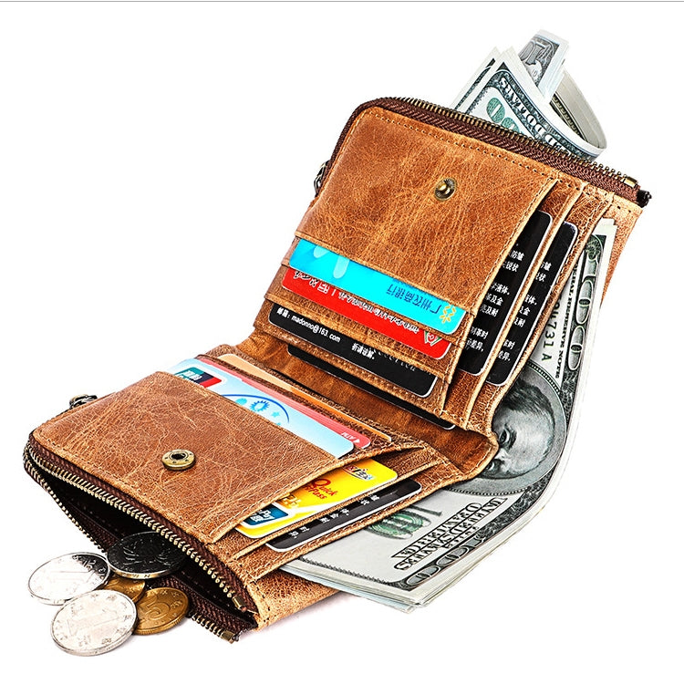 3533 Antimagnetic RFID Top-grain Leather Crazy Horse Texture Men Business Leisure Wallet (Red) - Antimagnetic RFID Package by PMC TechLife | Online Shopping South Africa | PMC TechLife | Buy Now Pay Later Mobicred