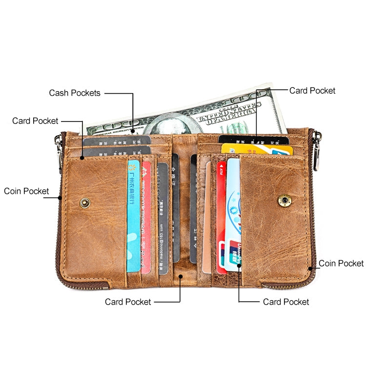 3533 Antimagnetic RFID Top-grain Leather Crazy Horse Texture Men Business Leisure Wallet (Red) - Antimagnetic RFID Package by PMC TechLife | Online Shopping South Africa | PMC TechLife | Buy Now Pay Later Mobicred