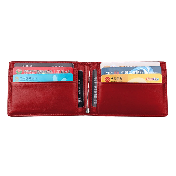9037 Antimagnetic RFID Crazy Horse Texture Leather Wallet Billfold for Men and Women(Red) - free shipping - PMC TechLife - Order now!