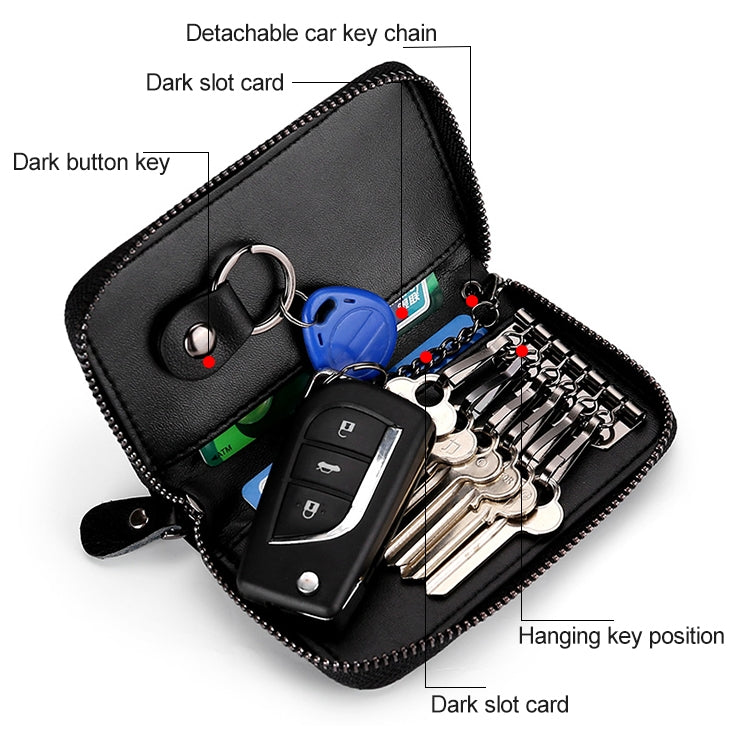 9106 Large-capacity Zipper Leather Keys Holder Bag Multi-function Wallet(Black) - free shipping - PMC TechLife - Order now!