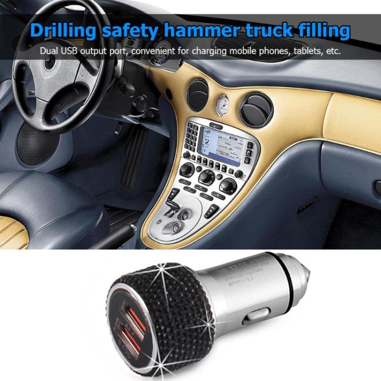 Car Diamond Aluminium Alloy QC3.0 Dual USB Quick Charger(Pink) - Car Charger by PMC TechLife | Online Shopping South Africa | PMC TechLife