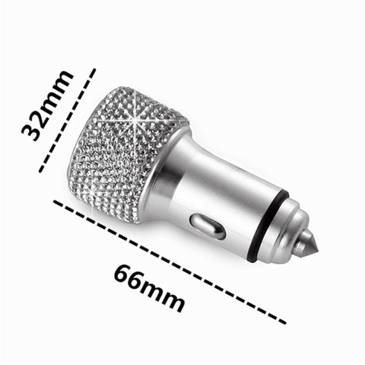 Car Diamond Aluminium Alloy QC3.0 Dual USB Quick Charger(Lake Blue) - Car Charger by PMC TechLife | Online Shopping South Africa | PMC TechLife