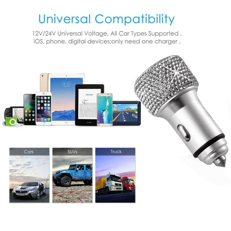 Car Diamond Aluminium Alloy QC3.0 Dual USB Quick Charger(Lake Blue) - Car Charger by PMC TechLife | Online Shopping South Africa | PMC TechLife