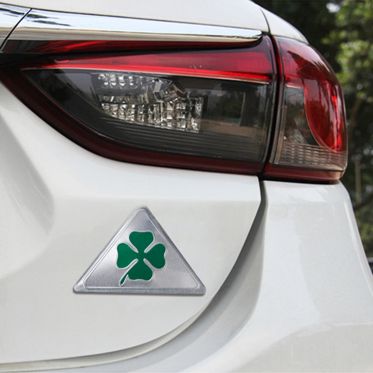 Four Leaf Clover Herb Luck Symbol Aluminum Slim Triangle Badge Emblem Labeling Sticker Styling Car Dashboard  Decoration - free shipping - PMC TechLife - Order now!