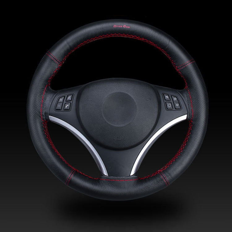 Car Universal Genuine Leather Hand-stitched Steering Wheel Cover(Black) - free shipping - PMC TechLife - Order now!