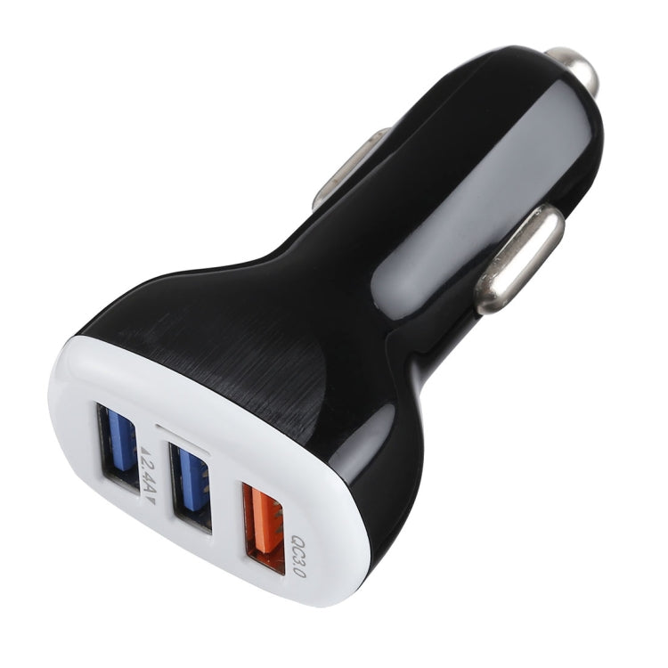 LZ-429 QC3.0 2.4A Three USB Ports Smart Quick Car Charger(Black) - Car Charger by PMC TechLife | Online Shopping South Africa | PMC TechLife